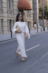 %100 cotton bluz etek keten takım