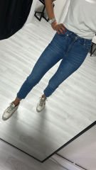 Yüksek bel mavi jean