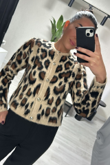 Leopar desenli hırka