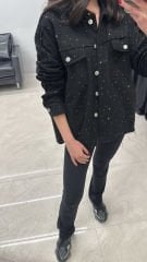 Taşlı Jean ceket gömlek