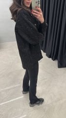 Taşlı Jean ceket gömlek