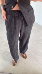 Arkadan kuşaklı yelek pantolon takımı